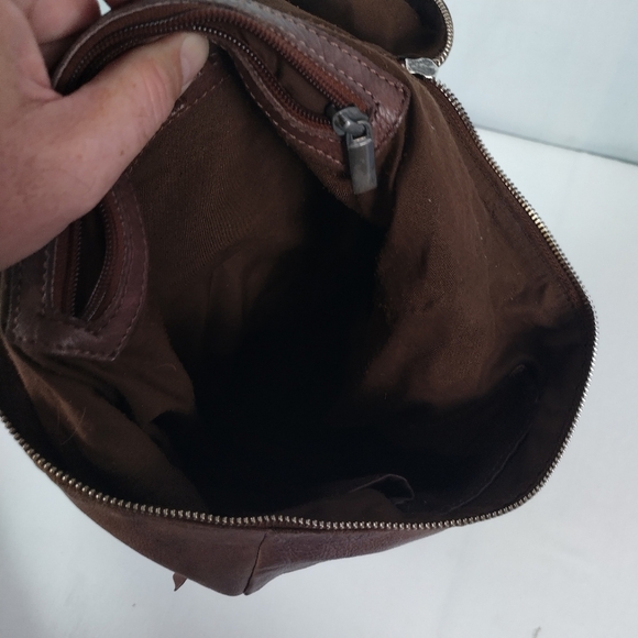 Vilenca Holland Dome Top Soft Genuine Leather Lined Backpack Brown Satchel Bag - Picture 9 of 16